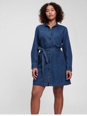 GAP Indigo Denim Shirt Dress with Tie Belt